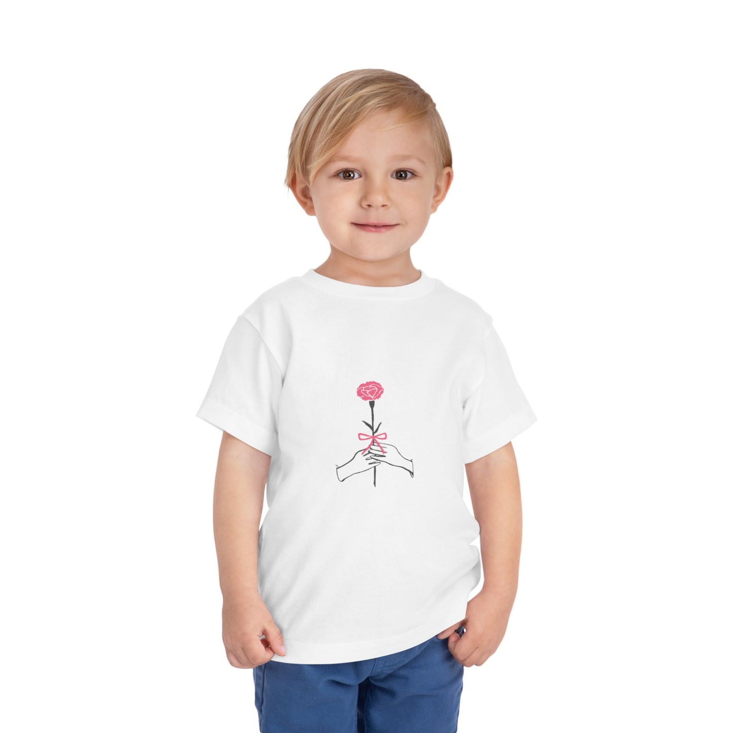 Toddler Short Sleeve Tee - Floral Hand Design for Kids