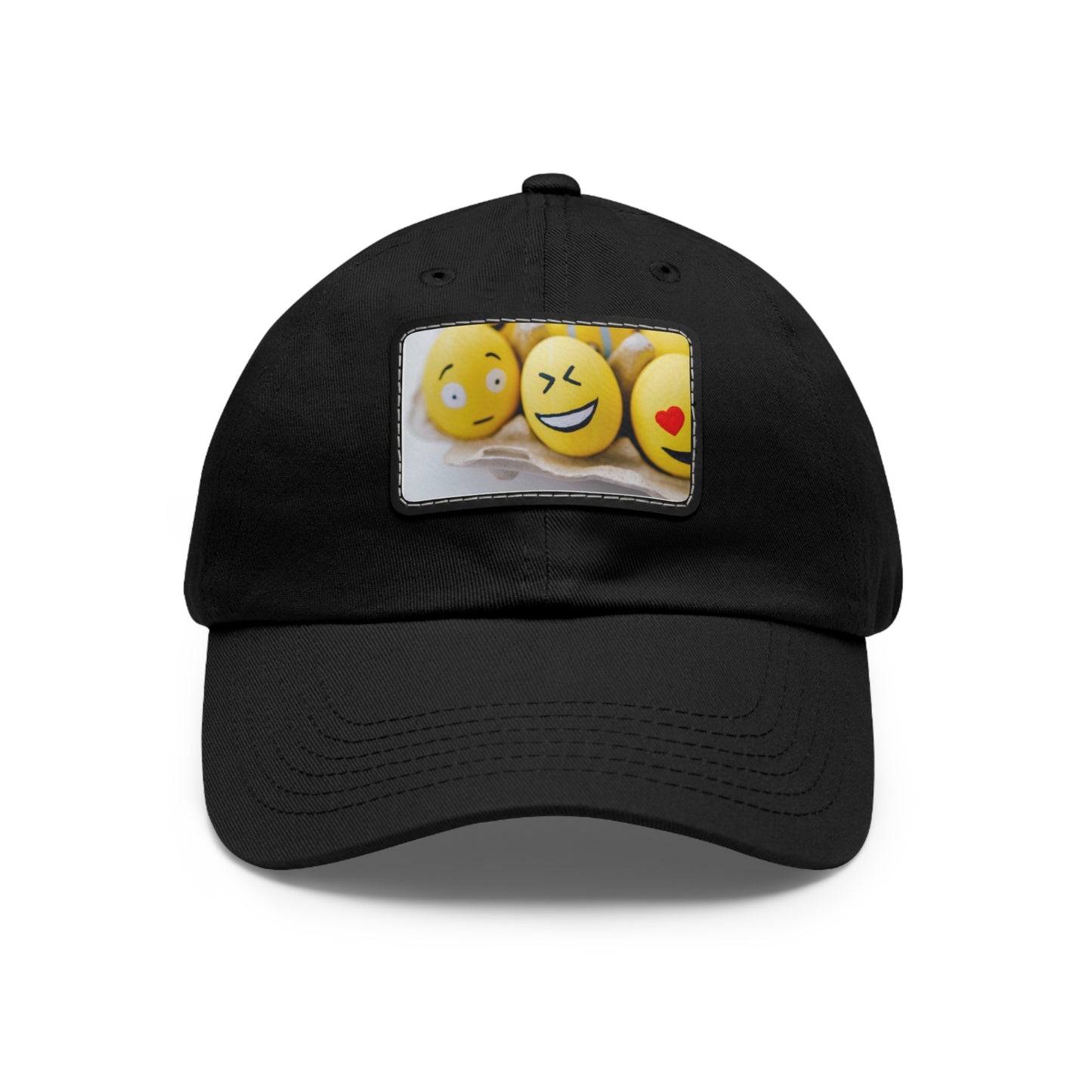 Smile Emoji Dad Hat with Leather Patch - Casual & Fun Headwear for All Occasions