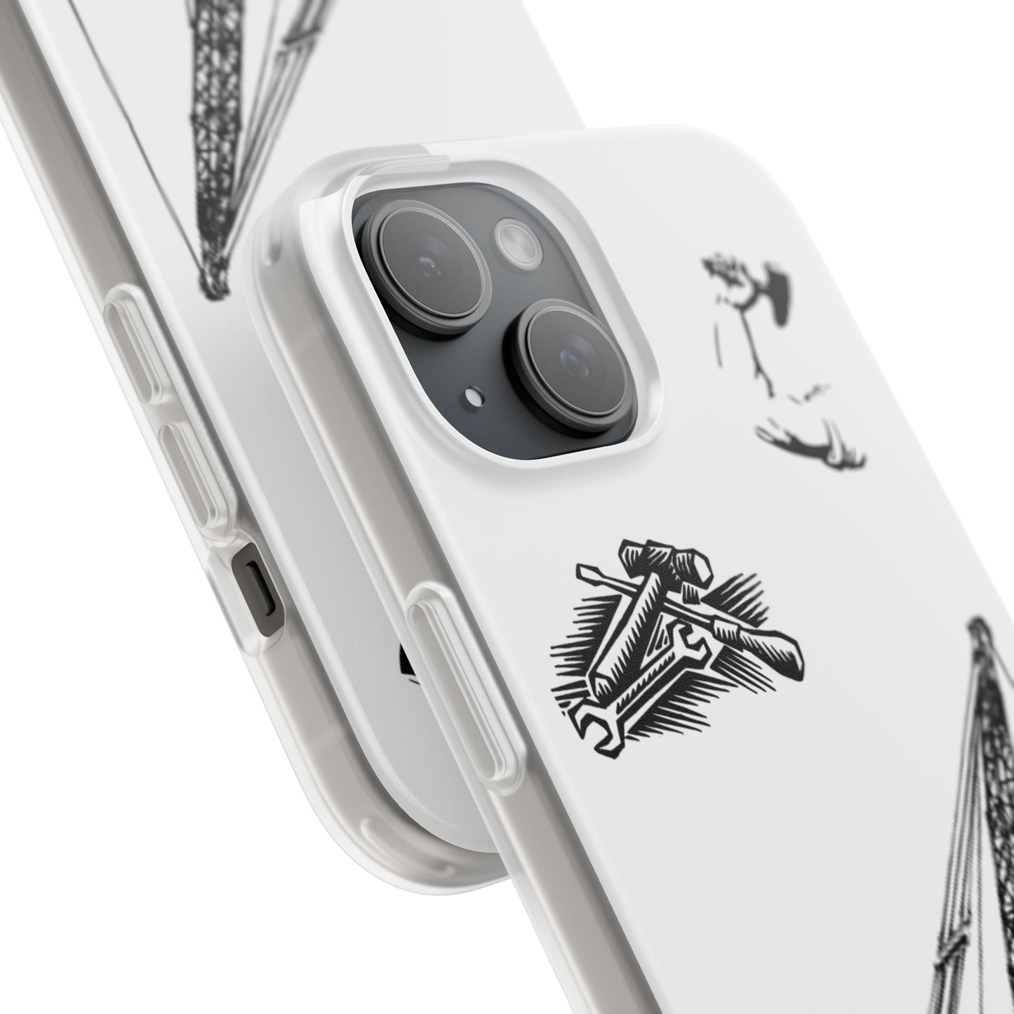 Construction-Themed Flexi Cases with Vintage Crane Design