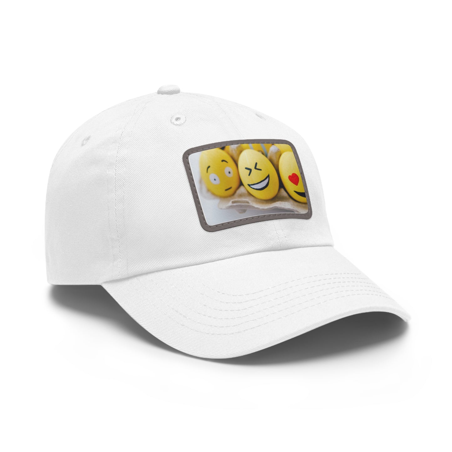 Smile Emoji Dad Hat with Leather Patch - Casual & Fun Headwear for All Occasions