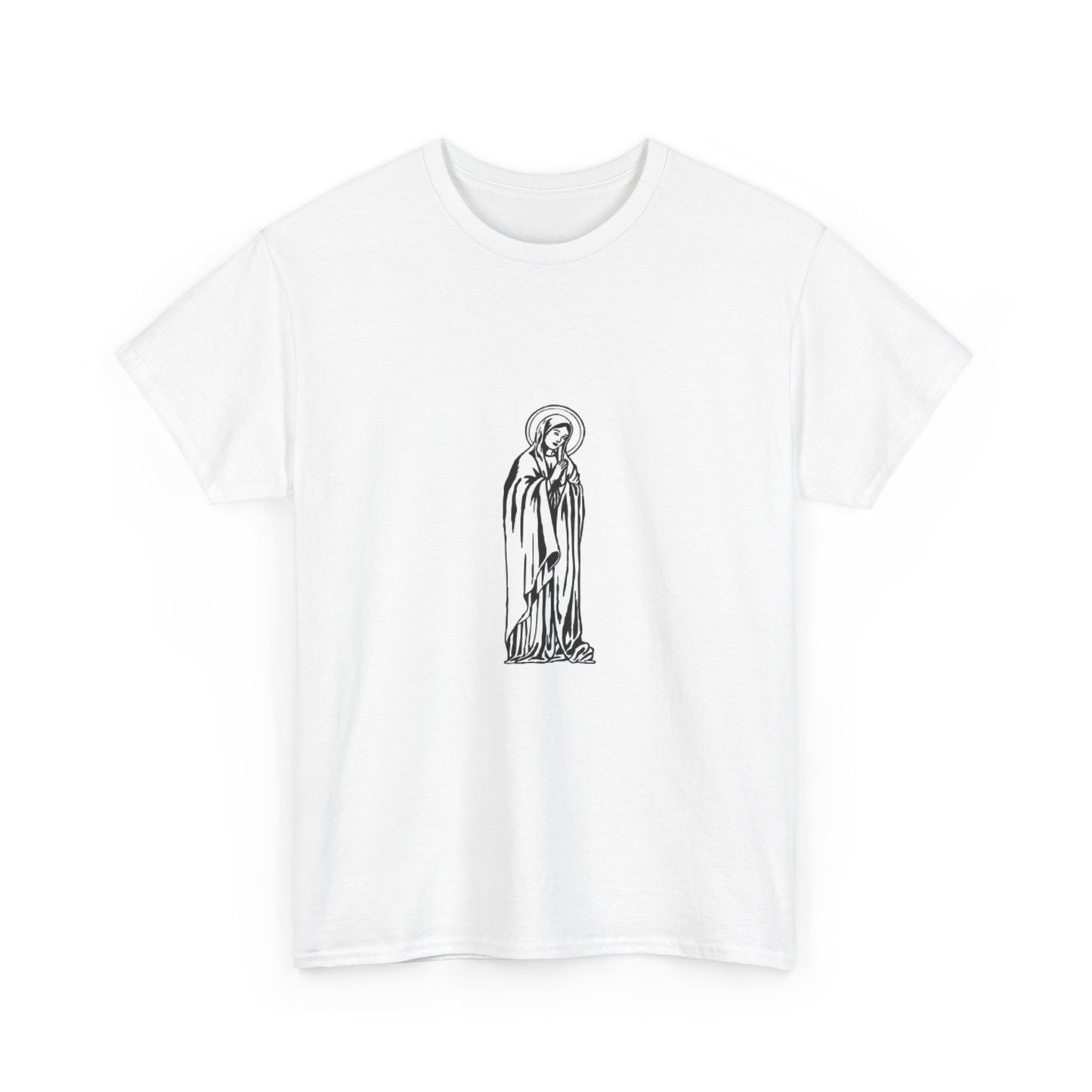 Unisex Heavy Cotton Tee with Artistic Saint Design - Casual Wear, Gift for Faith, Graphic Shirt, Everyday Tee, Spiritual Apparel