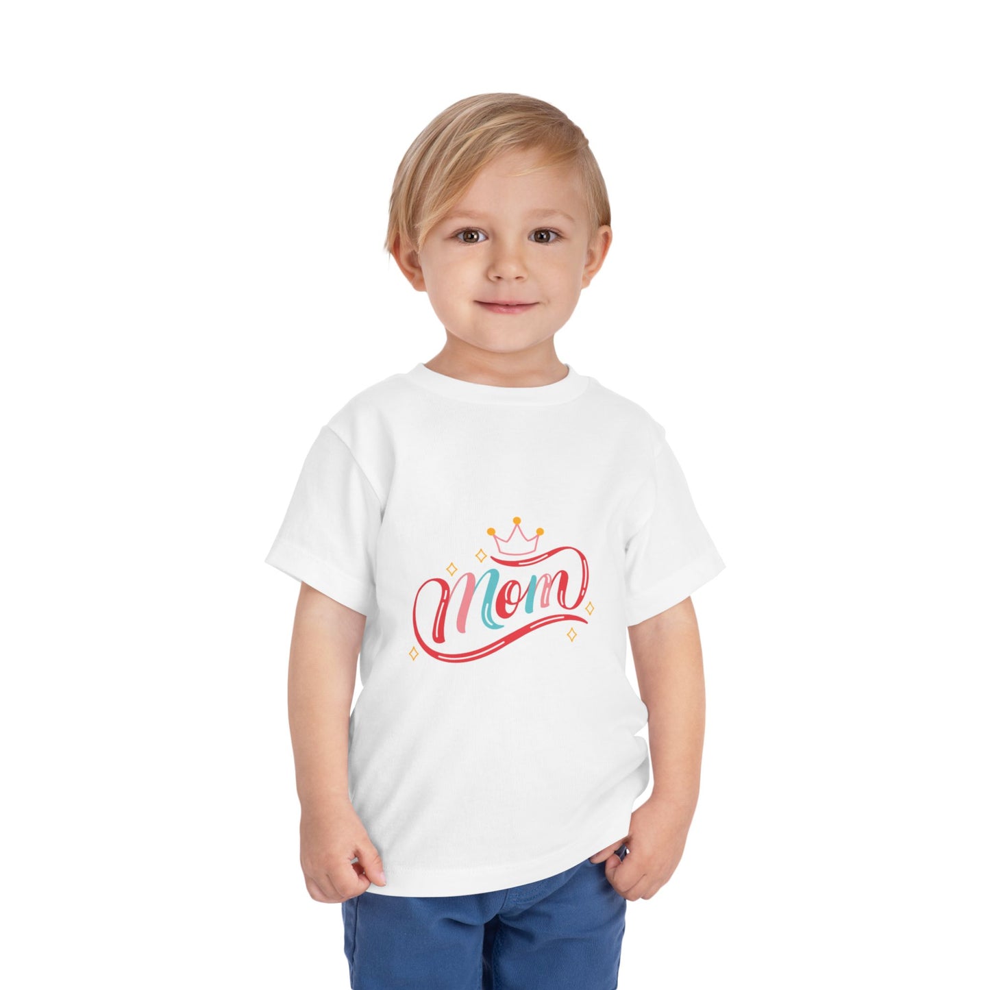 Cute Toddler Short Sleeve Tee - Crowned 'Mom' Design
