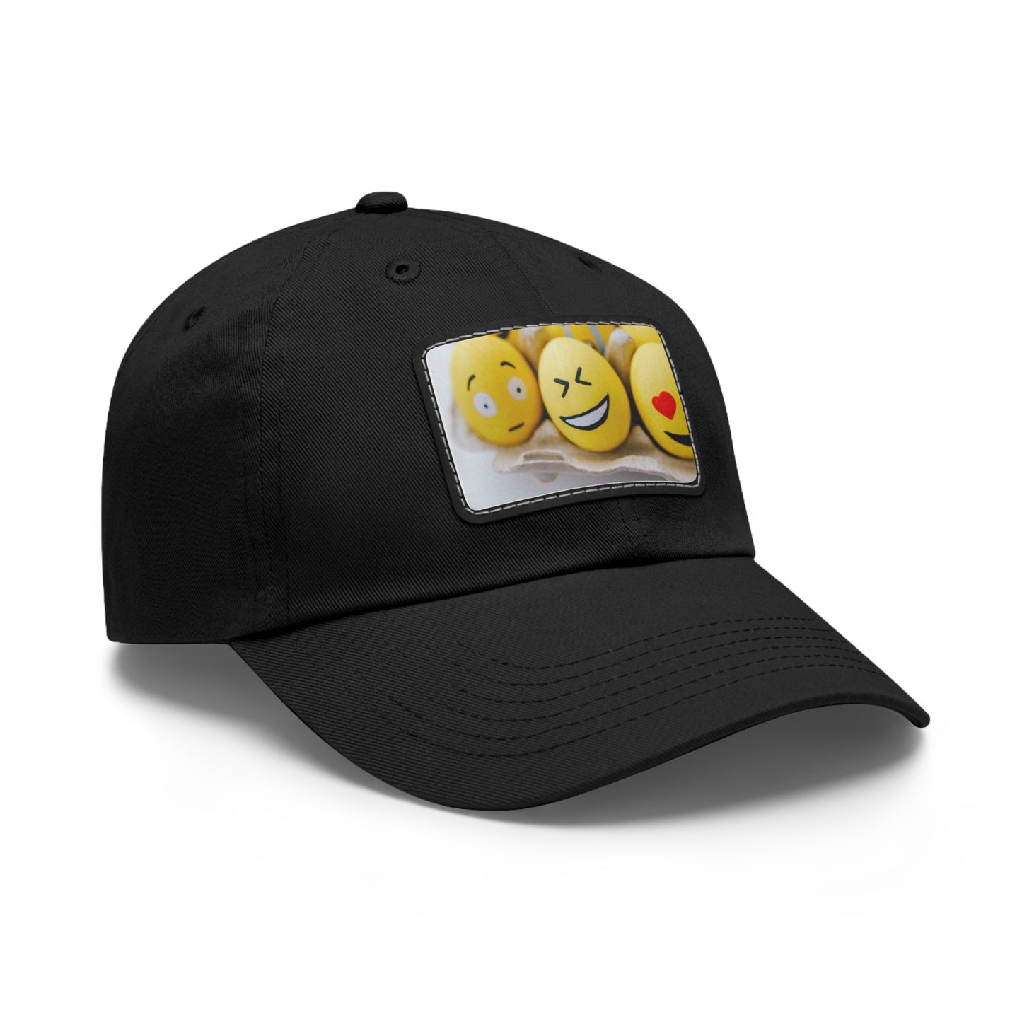 Smile Emoji Dad Hat with Leather Patch - Casual & Fun Headwear for All Occasions